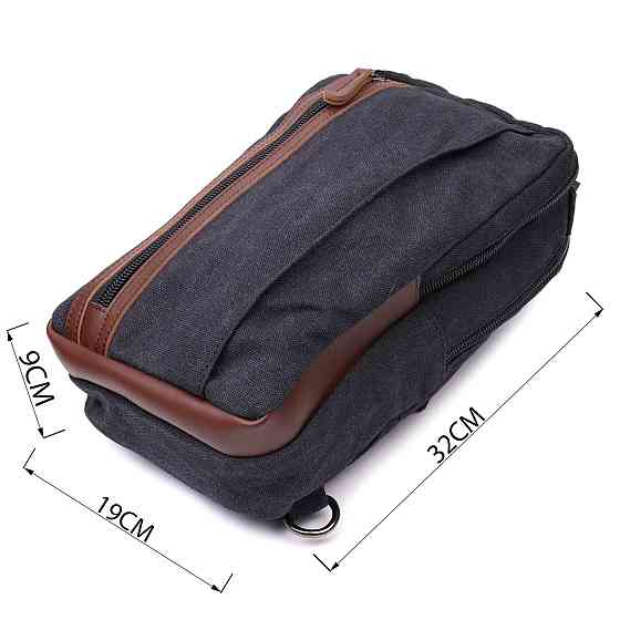 Оригинальная мужская сумка через плечо из плотного текстиля Vintage 22192 Черный Киев