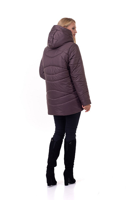 Стильный пуховик без меха шоколад Киев - изображение 3