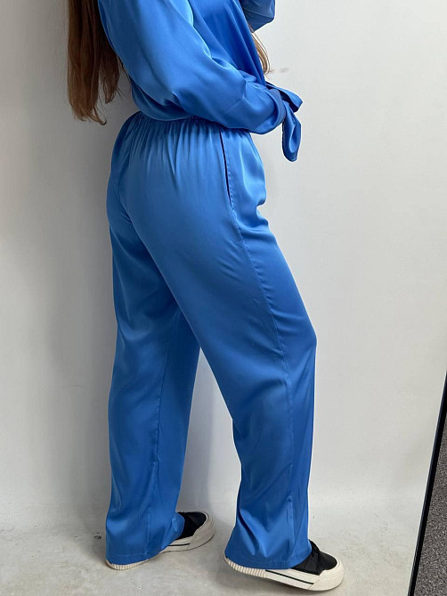Жіночий шовковий костюм із штанами Синій XL/2XL Харків - фото 2