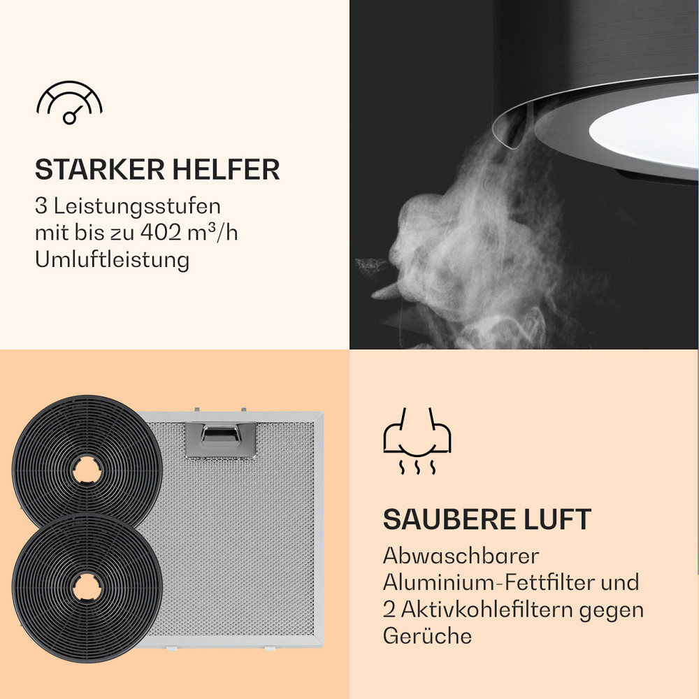 Витяжка Skyfall Smart Island Ø 45 см рециркуляційна 402м3/год LED чорна (Німеччина, читати опис) Рівне - фото 5