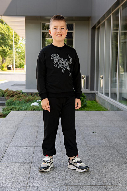 Костюм спортивный для мальчиков, черный, топ Крохатушка одяг 152 Киев - изображение 1