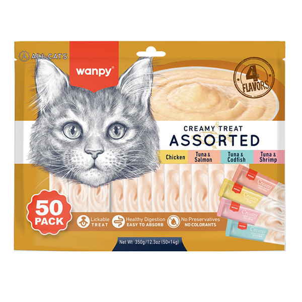 Wanpy Creamy Treat Assorted ВАНПІ МІКС ЛАСОЩІВ рідкі ласощі для котів, набір Київ - фото 1
