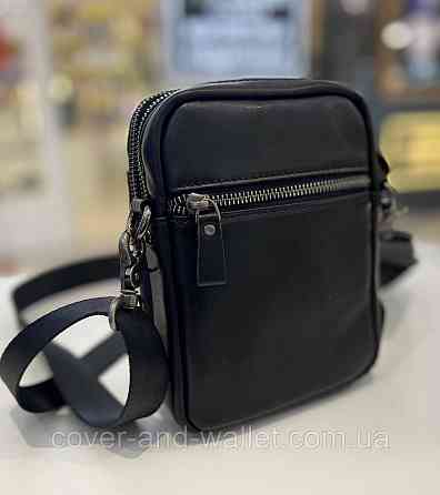 Мініатюрна чоловіча сумка на плече з гладкої шкіри на дві блискавки ST 1631 Київ