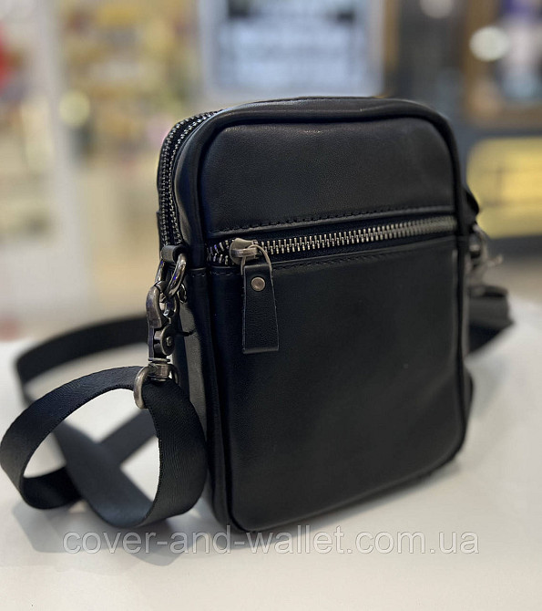 Мініатюрна чоловіча сумка на плече з гладкої шкіри на дві блискавки ST 1631 Київ - фото 6