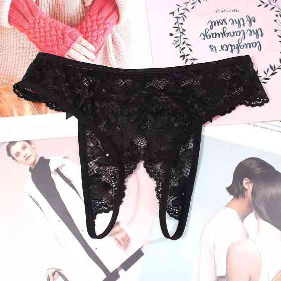 Труси з розрізом жіночі універсальний чорний Київ