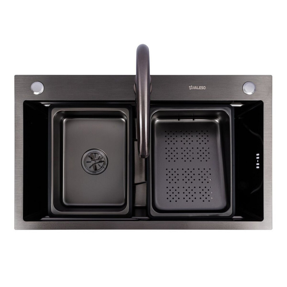 Мийка кухонна нержавіюча сталь PVD чорна Work station для кухні VALESO CM 75*46B Handmade 3.0/0.8 Коломия - фото 13