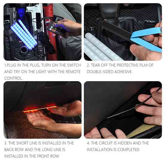 LED підсвітка для автомобіля RGB LED USB 5V із пультом Інтер'єр автомобіля 72 LED Light Bar Strip Київ