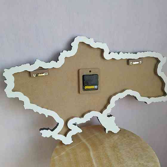 Настінний годинник з епоксидної смоли ручної роботи "Карта України" 130х85 см Дніпро