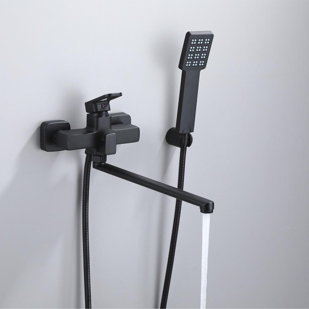 Змішувач для ванни Lidz Wawel 005 з поворотним виливом (з душовим гарнітуром) (k35) LDWAW005BLA45394 Black Київ - фото 7