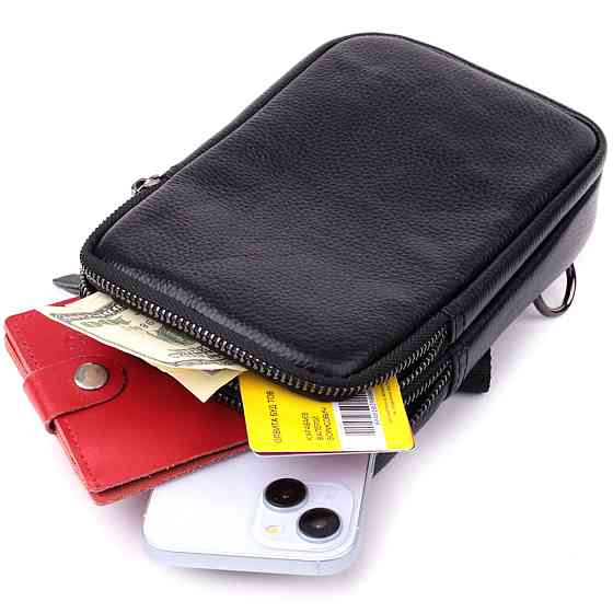 Небольшая слинг сумка для мужчин из натуральной кожи Vintage sale_15105 Черный Киев