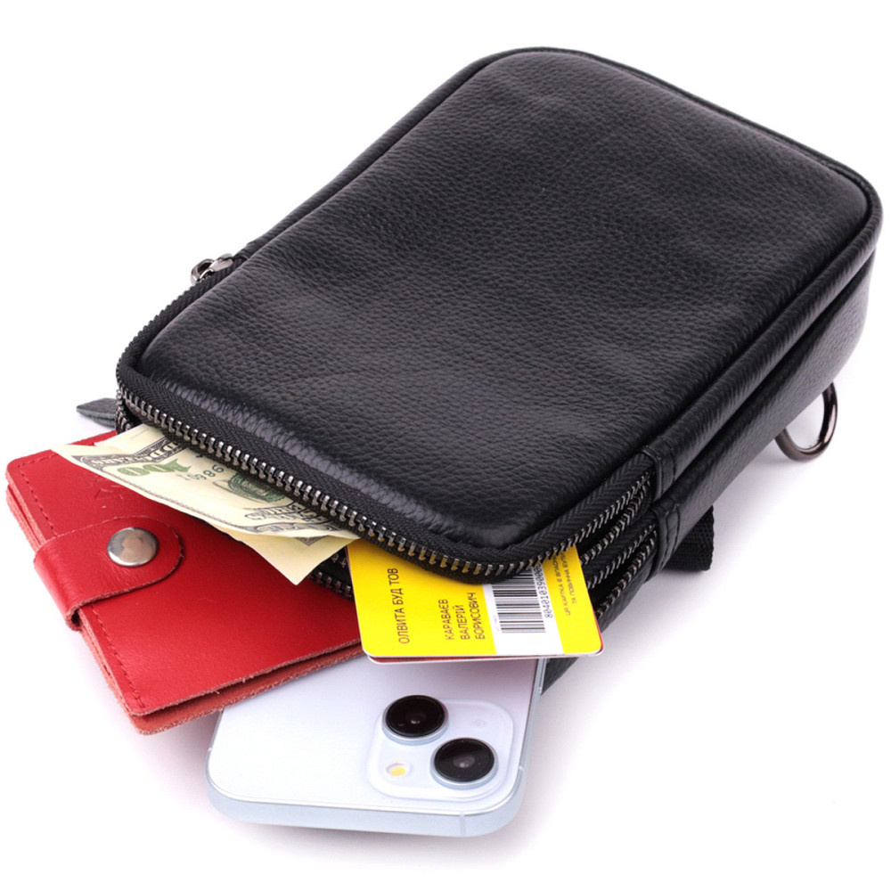 Невелика слінг сумка для чоловіків з натуральної шкіри Vintage sale_15105 Чорний Київ - фото 4