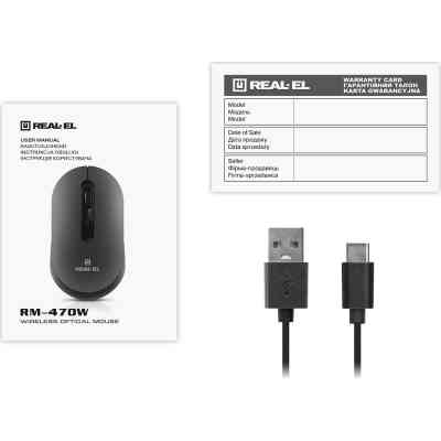 Мышка REAL-EL RM-470W Wireless/Bluetooth Dark Gray (EL123200049) Винница