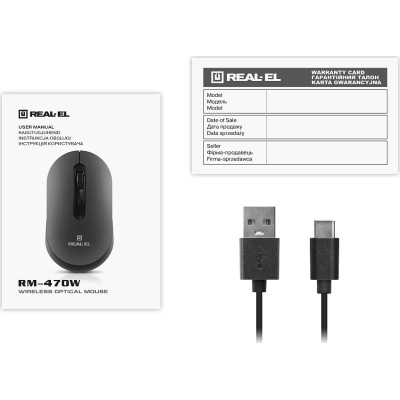 Мышка REAL-EL RM-470W Wireless/Bluetooth Dark Gray (EL123200049) Винница - изображение 6
