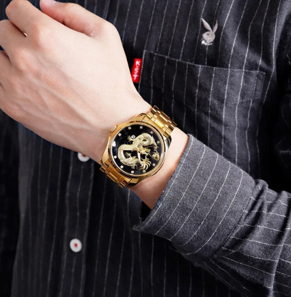 Чоловічий наручний годинник Skmei 9193 Дракон Чорний циферблат Київ - фото 7