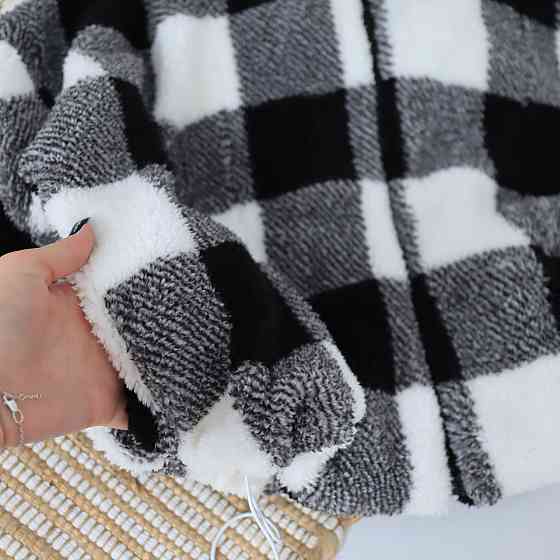 Дитяча тепла куртка тедді на змійці в чорно білу клітинку Кам'янець-Подільський