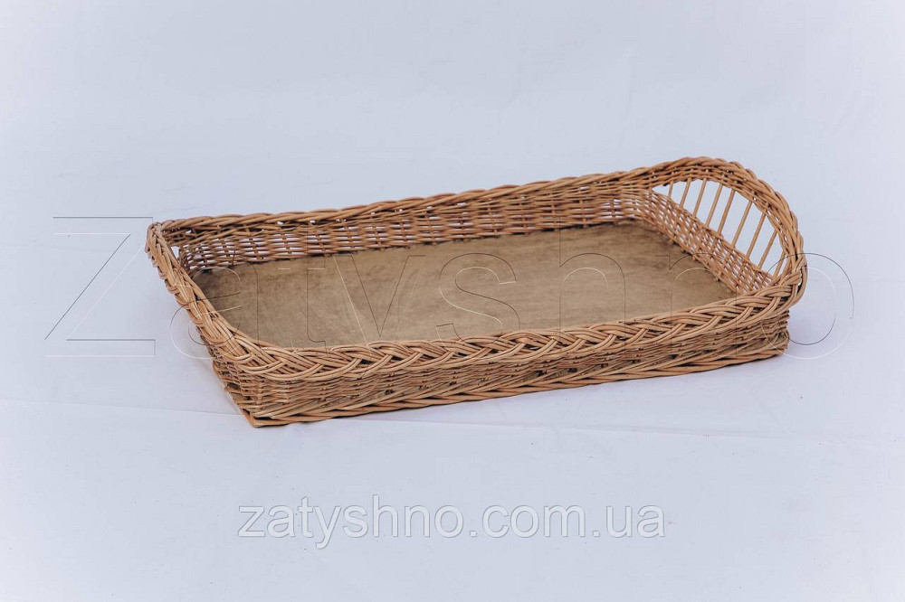 Великий плетений таця | таця з лози великий | таця плетена з лози з кіскою Київ - фото 4