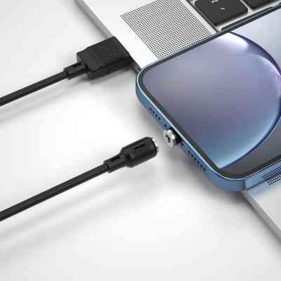 Дата кабель USB 2.0 AM to Lightning 1.0m 2.1A magnetic pvc black XO (NB187-L-1-BK) Винница