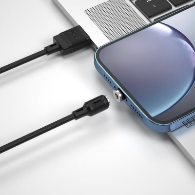 Дата кабель USB 2.0 AM to Lightning 1.0m 2.1A magnetic pvc black XO (NB187-L-1-BK) Винница - изображение 2