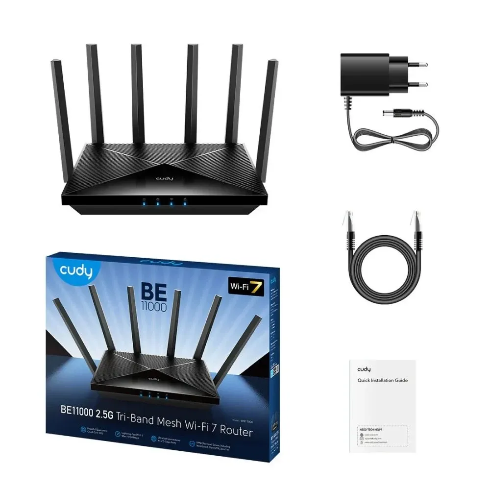 WiFi 7 Mesh-маршрутизатор 2.5G Cudy WR11000 тридіапазонний BE11000 (73-00579) Киев - изображение 3