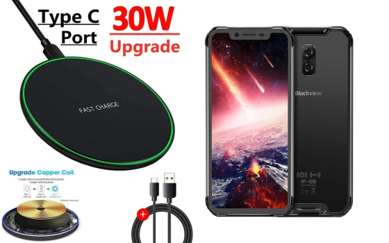 Беспроводное зарядное устройство Copper до 30W для Blackview BV9600, BV9600E, BV9600 Plus, BV9600 Pro, USB-C, LED Киев