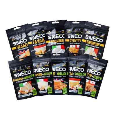 Сыр сушеный snEco Набор из 10 видов: Small 5 упаковок по 14 г + Микс с орехами 5 упаковок по 20 г (4823095054989) Винница