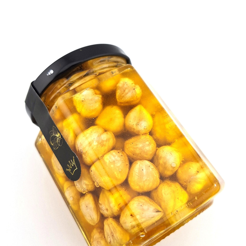 Горіхи з медом у скляній, шестикутній баночці вагою 240 грамів. Фундук. Одеса - фото 4