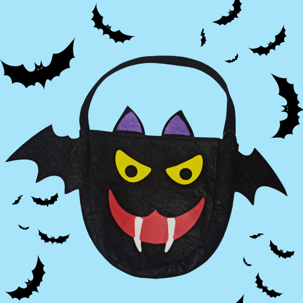 Сумка с фетра Летучая Мышь-вампир для конфет на Хеллоуин 20х20см черный Киев - изображение 1