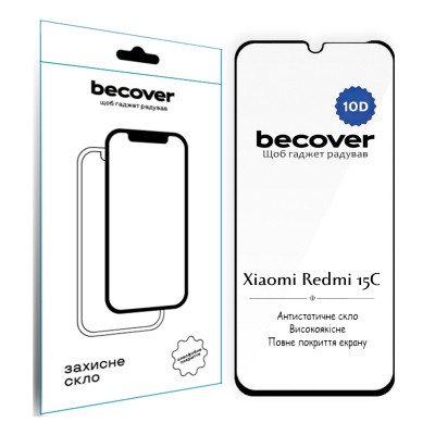 Стекло защитное BeCover 10D Xiaomi Redmi 15C 4G/5G Black (713908) Винница - изображение 1