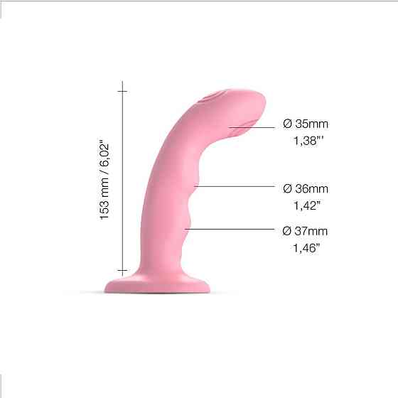 Насадка для страпона з подвійною точковою пульсацією Strap-On-Me TAPPING DILDO WAVE – CORAL PINK, М Sex Aura Київ