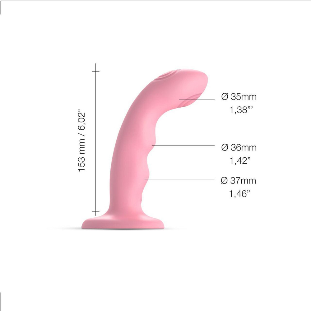 Насадка для страпона з подвійною точковою пульсацією Strap-On-Me TAPPING DILDO WAVE – CORAL PINK, М Sex Aura Київ - фото 2