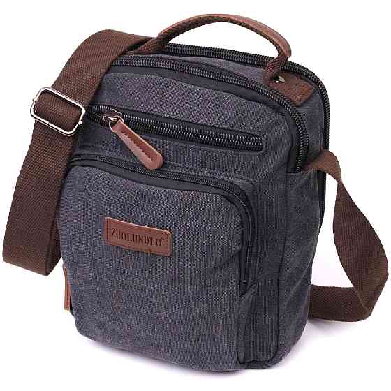 Функціональна вертикальна сумка для чоловіків із текстилю Vintage 22237 Чорний Київ