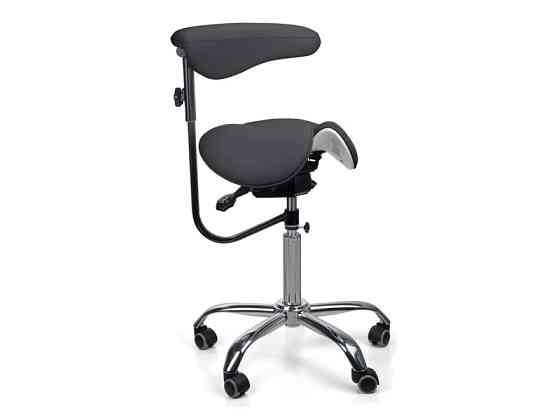Стілець-сідло для майстра 8016-2, зі спинкою, роздільне сидіння, 3 регулювання Антрацит Київ