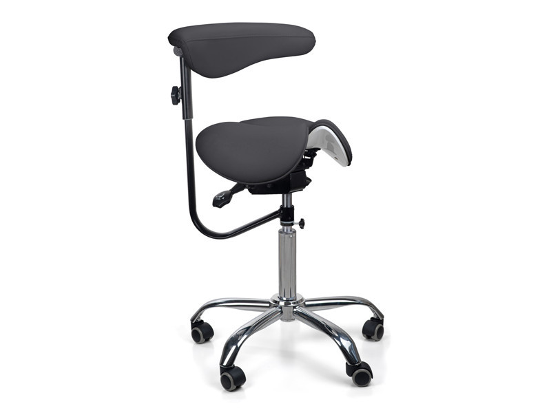 Стілець-сідло для майстра 8016-2, зі спинкою, роздільне сидіння, 3 регулювання Антрацит Київ - фото 1