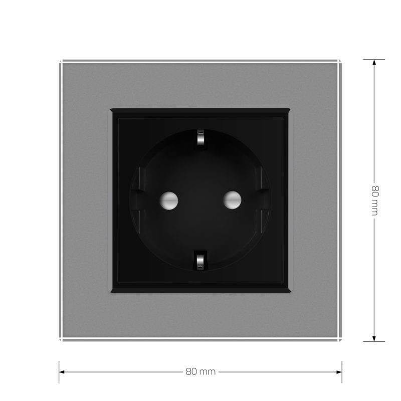 LIVOLO Електрична розетка з заземленням LIVOLO, чорна з сірою рамкою, шторки, скло, 250В 16А (V Коломия - фото 4