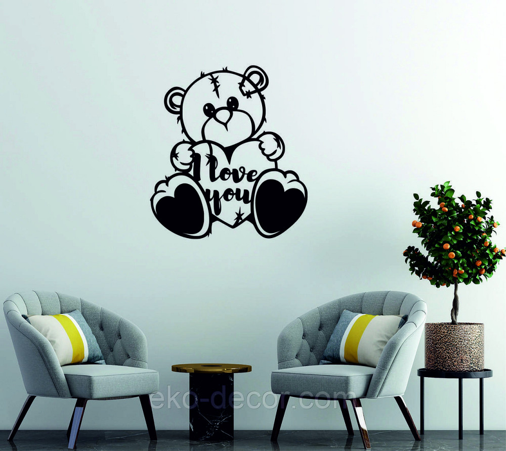 Декоративное настенное Панно «Мишка» Декор на стену 90*82 см, Черный Киев - изображение 10