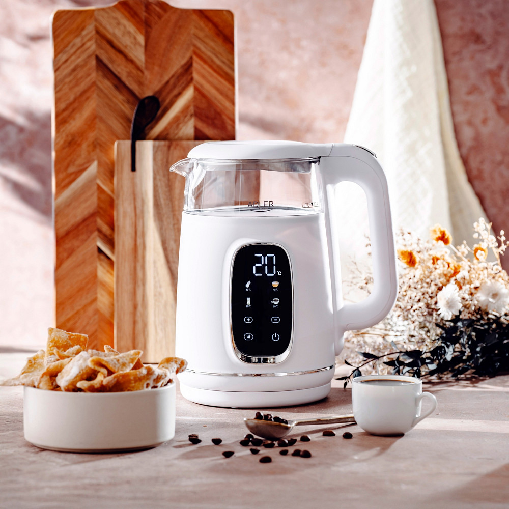 Електрочайник Adler AD 1305 white silver 1850-2200Вт/ 1.7л/ скло/ встановлення температури/ Вінниця - фото 10