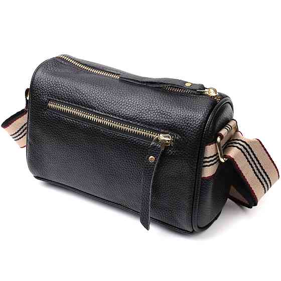 Женская сумка с украшением из натуральной кожи Vintage 22262 Черная Киев