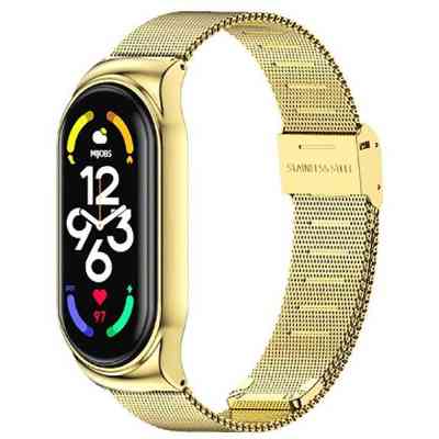 Ремешок для фитнес браслета BeCover Metal для Xiaomi Mi Smart Band 7 Gold (707495) Винница