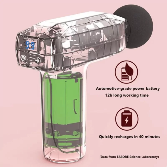 Перкуссионный массажный мини пистолет Fascial Gun YJ03 (8 насадок) Розовый Винница