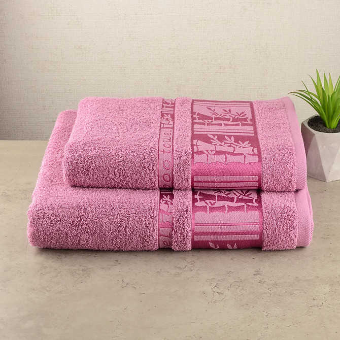 Набір рушників для ванної 2шт GM Textile 50х90см, 70х140см BambooN 450г / м2 (пудровим) Суми - фото 1