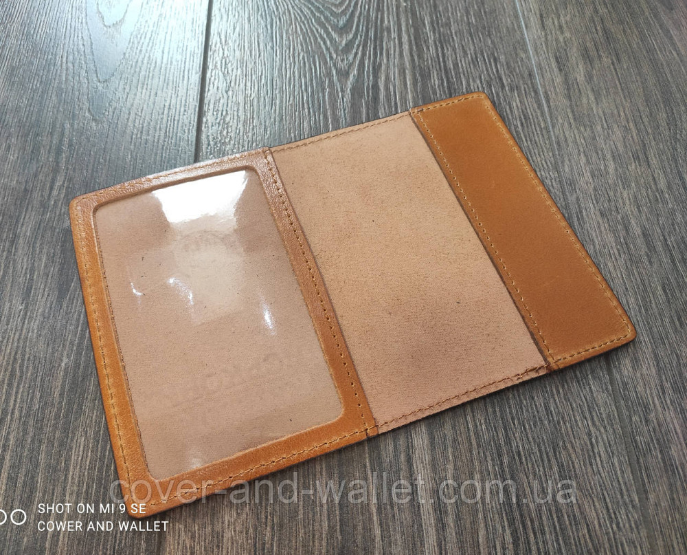 Шкіряна обкладинка для військового квитка жовтого кольору Київ - фото 3