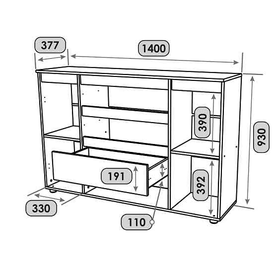 Комод Еверест КЛ-4 Лайт (телескопічні) 140х38х93 см Дуб Крафт білий (DTM-071077) Львів
