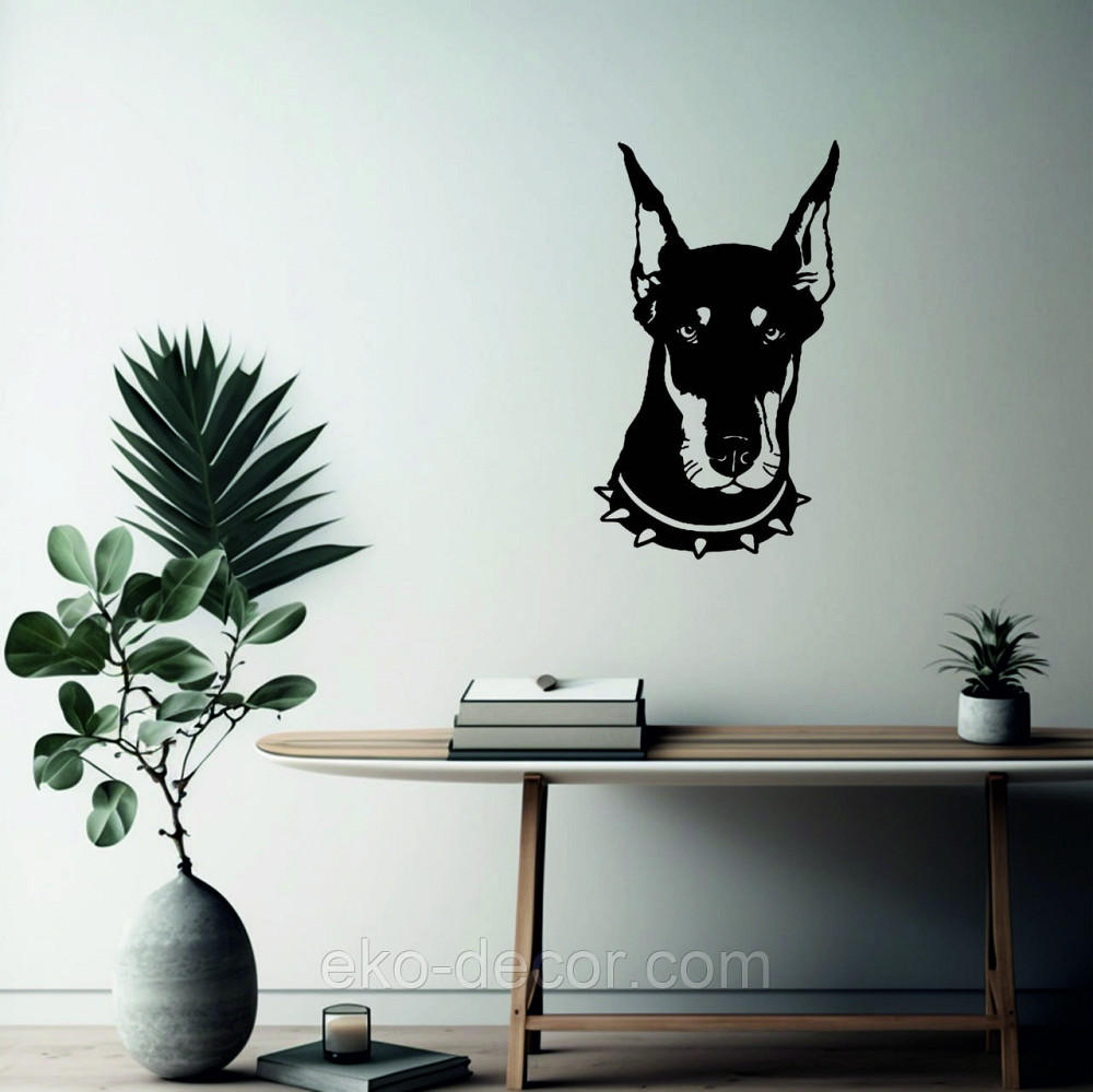 Декоративне настінне Панно «Доберман», Декор на стіну 90*52 см, Чорний Київ - фото 1