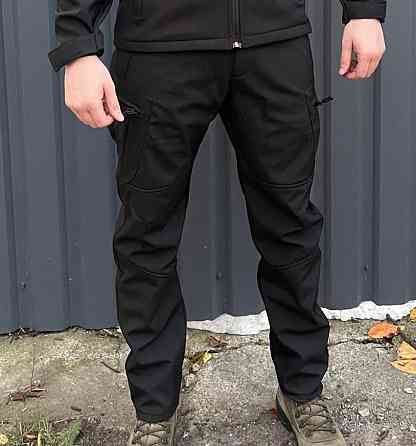Тактические теплые штаны Softshell Черный, L Киев