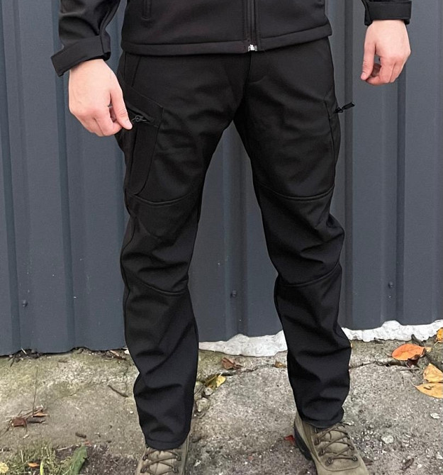 Тактические теплые штаны Softshell Черный, L Киев - изображение 4