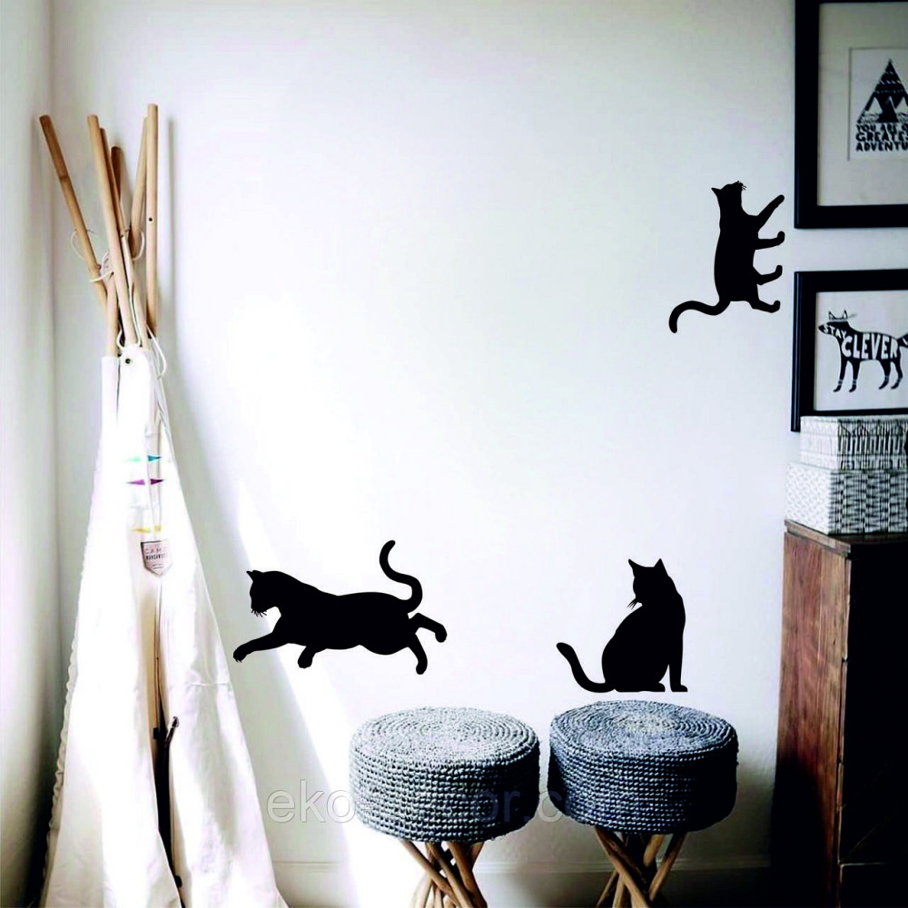 Декоративне настінне Панно «Коти», Декор на стіну 70*55 см. (3шт.), Чорний Київ - фото 4