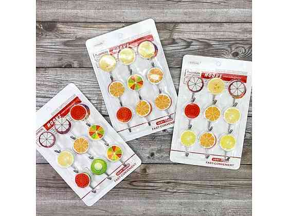 Крючки самоклеящиеся 3.5*5см 9шт Fruits WHW11561-9 пластик ТМ STENSON Solmir Киев