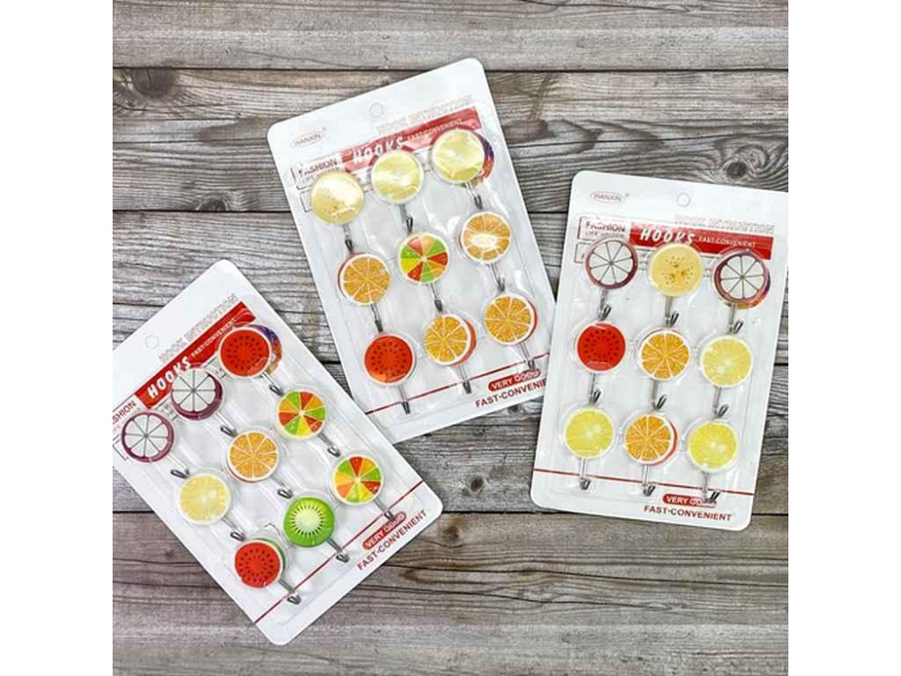 Гачки самоклеючі 3,5*5см 9шт Fruits WHW11561-9 пластик ТМ STENSON   Solmir Київ - фото 1