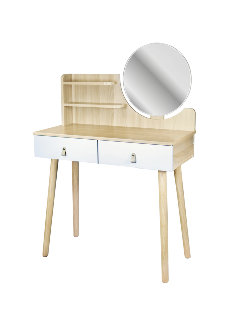 Туалетний столик Jumi Scandi з шухлядами, шкіряні ручки, світлий бук Київ - фото 2