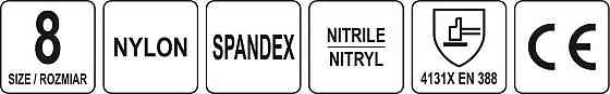Рукавиці робочі нейлонові YATO покрите спіненим нітрилом з накрапленням, розмір 8, чорнр-сірі [12] Одесса